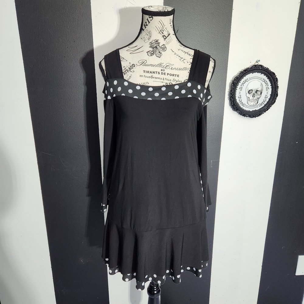 Elegant Black Polka Dot Women's Tunic